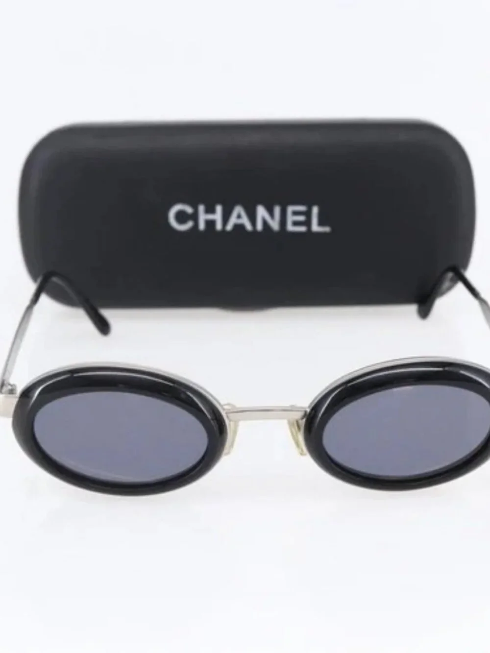 CHANEL Sunglasses plastic Black CC Auth BA7282